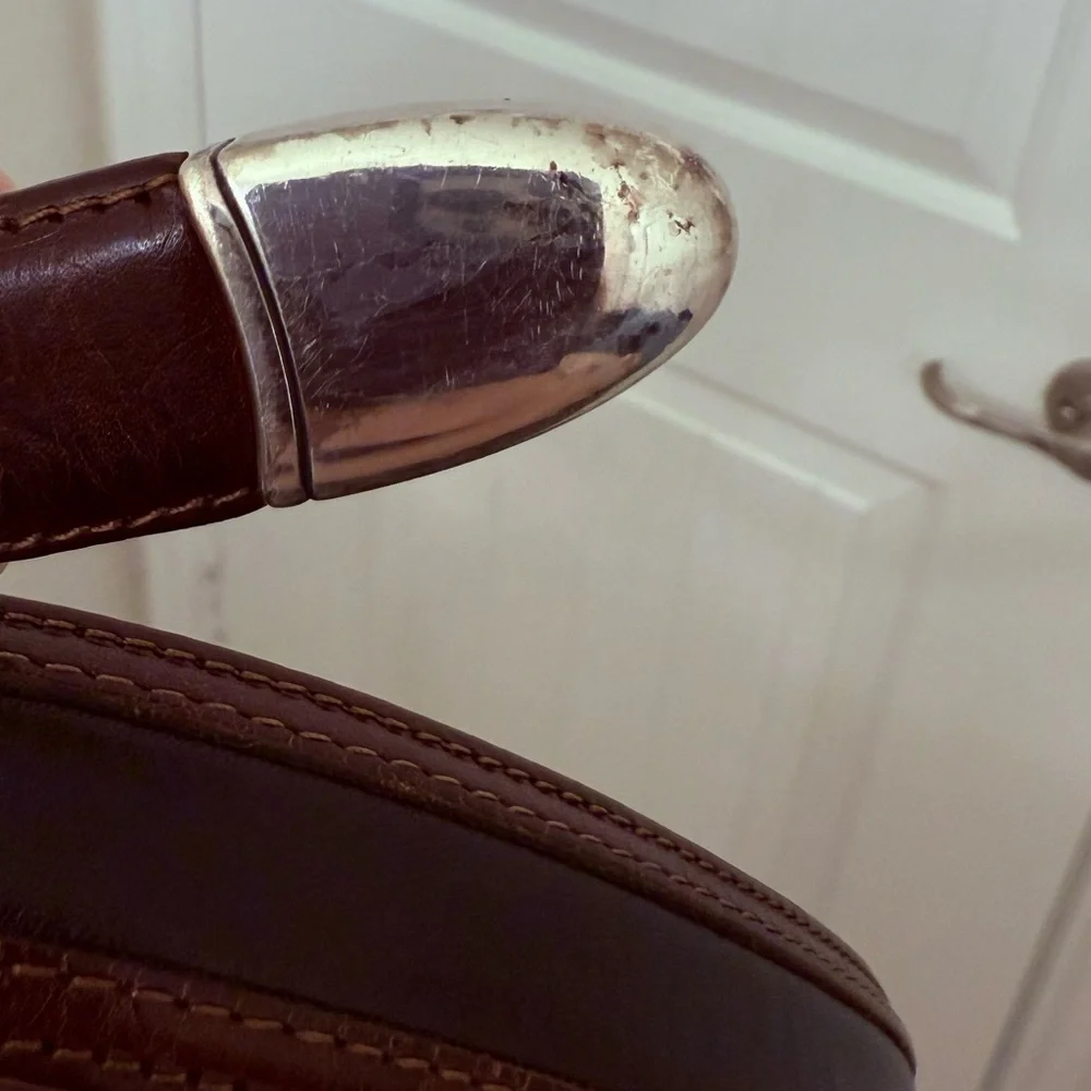 Brighton Brown Leather Belt with Silver golfers men's sz 42